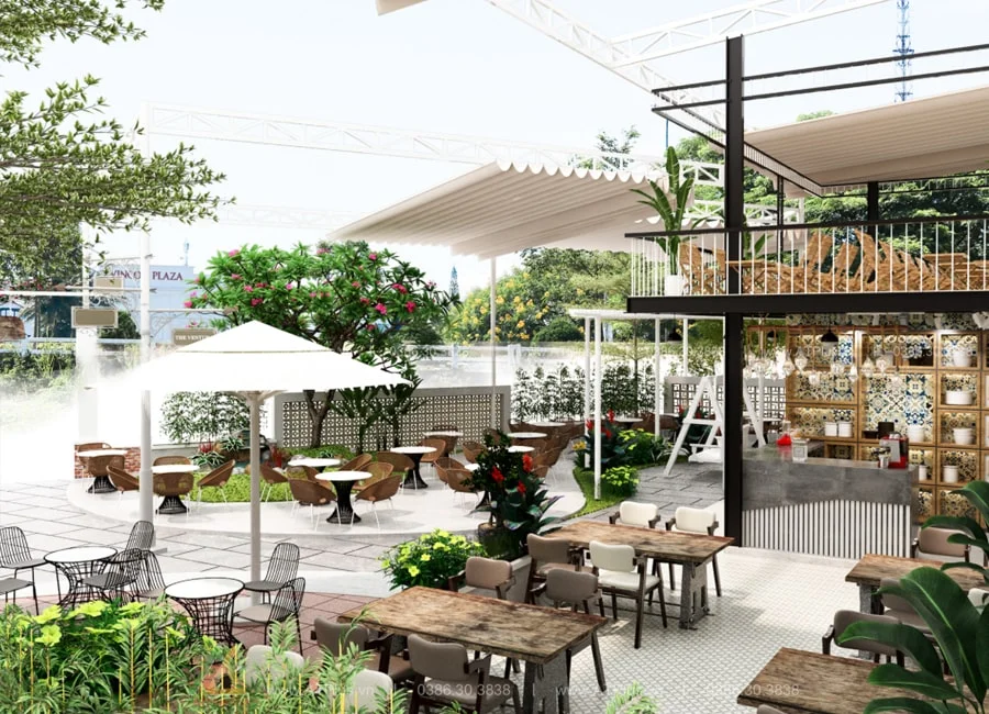Trang trí thiết kế thi công quán cafe sân vườn