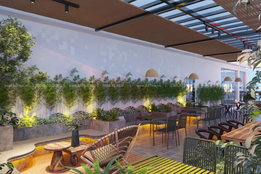 Trang trí thiết kế thi công quán cafe sân vườn