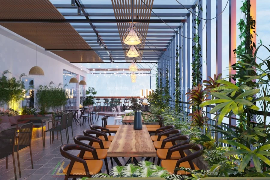 Trang trí thiết kế thi công quán cafe sân vườn