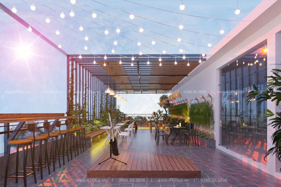 Trang trí thiết kế thi công quán cafe sân vườn