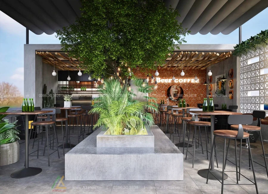 Trang trí thiết kế thi công quán cafe sân vườn
