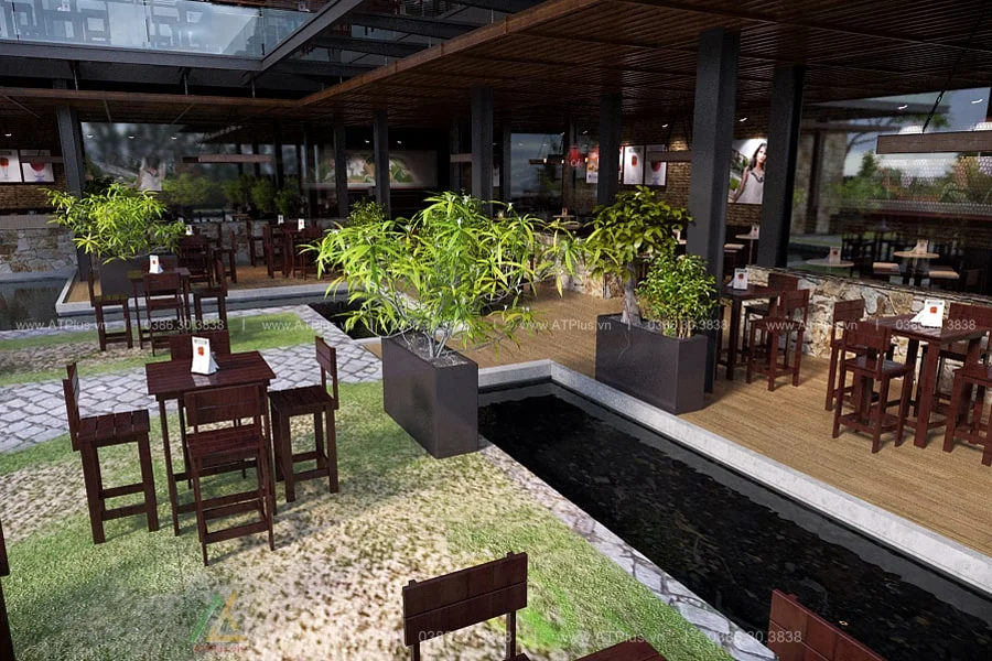 Trang trí thiết kế thi công quán cafe sân vườn