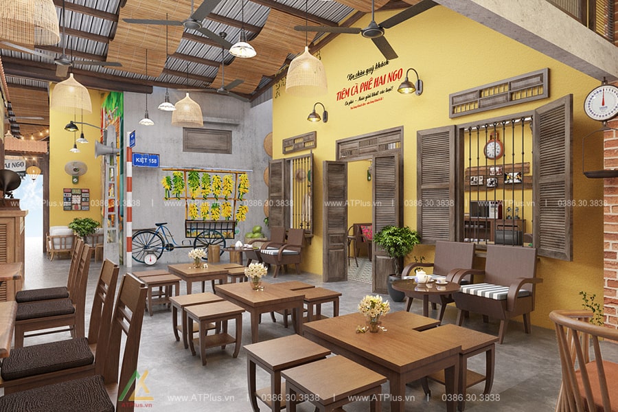 Trang trí thiết kế thi công nội thất quán cafe phong cách vintage