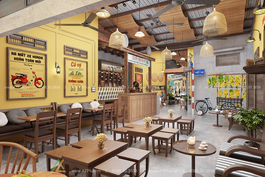 Trang trí thiết kế thi công nội thất quán cafe phong cách vintage