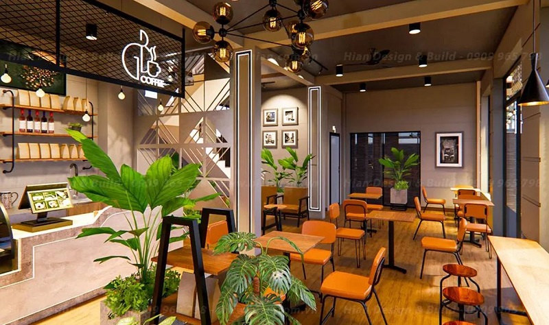 thiết kế thi công nội thất quán cafe tại Hưng Yên