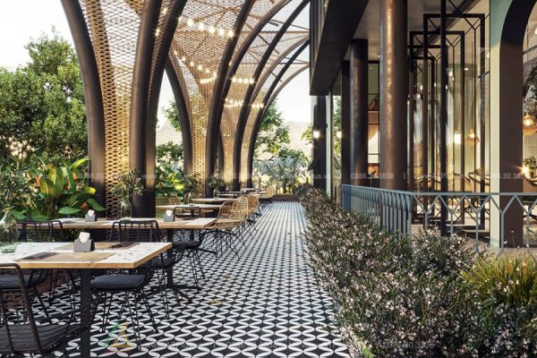 Trang trí thiết kế thi công nội thất quán cafe không gian mở