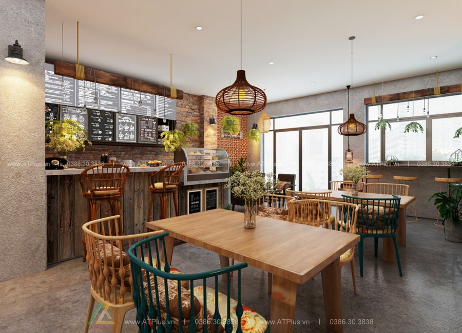 Trang trí thiết kế thi công nội thất quán cafe tại Hà Nội
