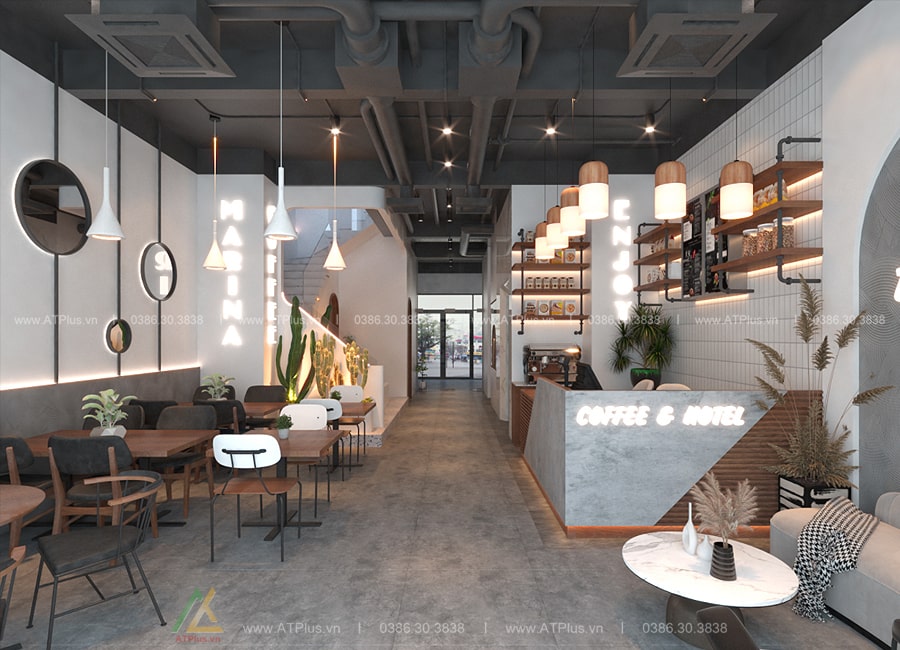 Trang trí thiết kế thi công nội thất quán cafe tại Hà Nội