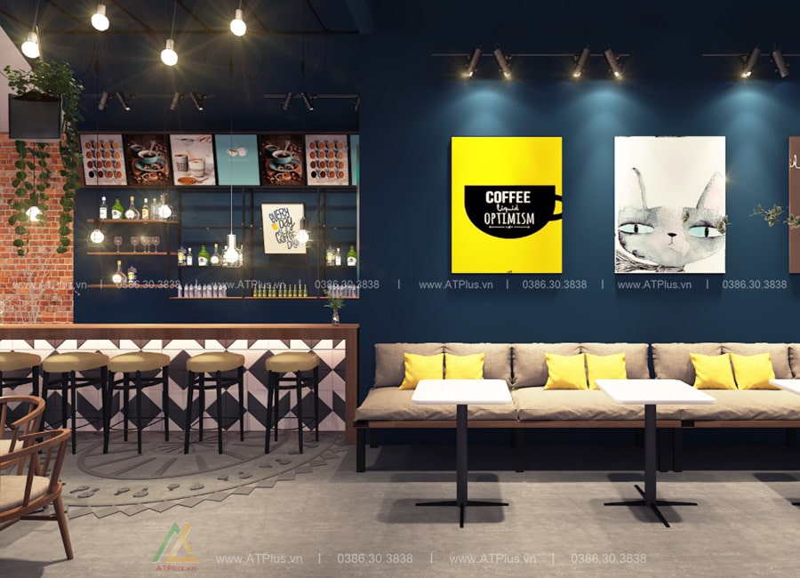 Trang trí thiết kế thi công nội thất quán cafe tại Hà Nội