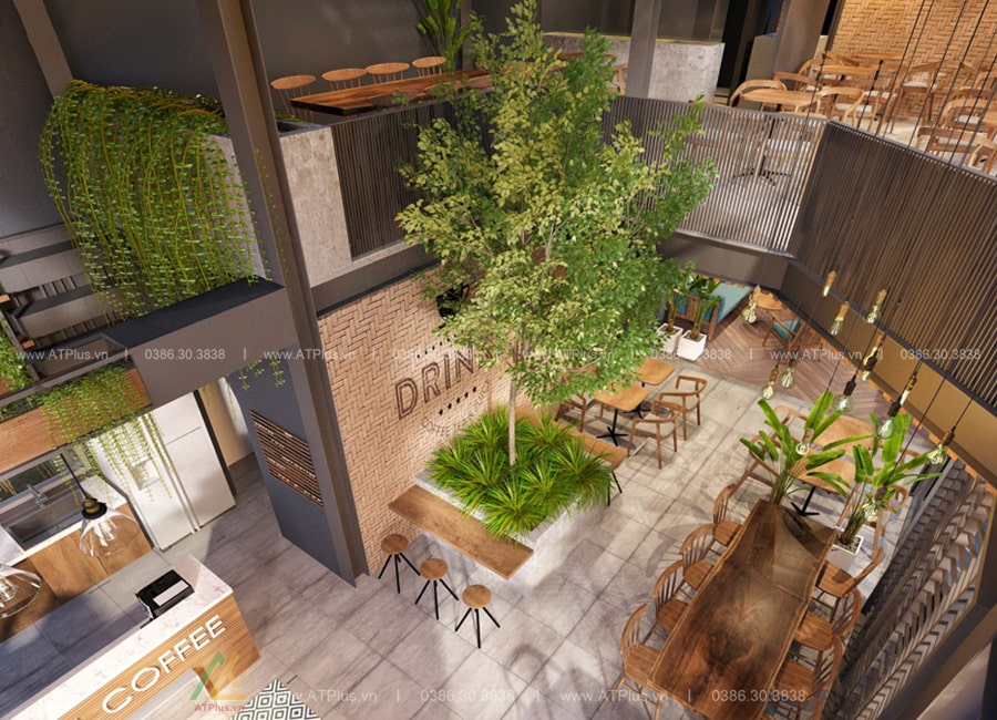 Trang trí thiết kế thi công nội thất quán cafe tại Hà Nội