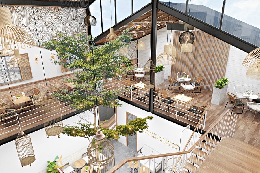 Thiết kế quán cafe khung thép tiền chế