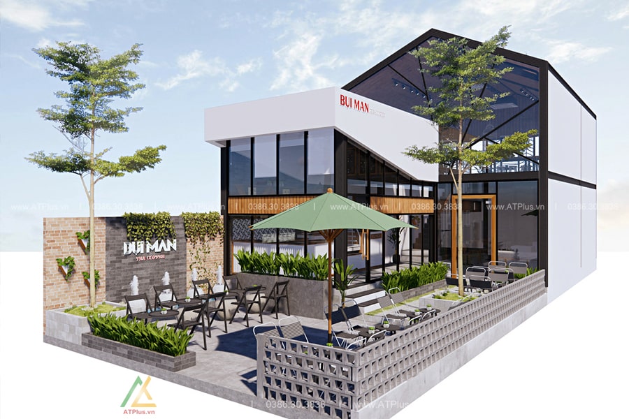 Thiết kế quán cafe khung thép tiền chế