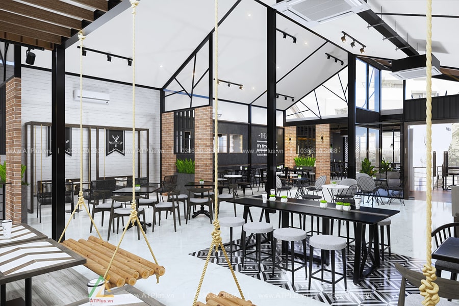 Thiết kế quán cafe khung thép tiền chế