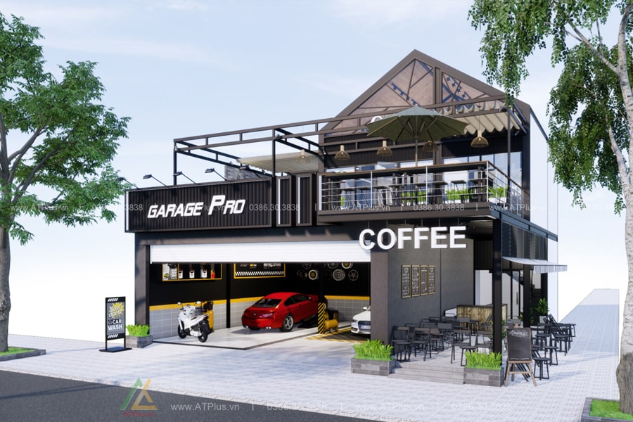 Thiết kế quán cafe khung thép tiền chế