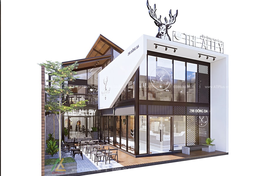 Thiết kế quán cafe khung thép tiền chế