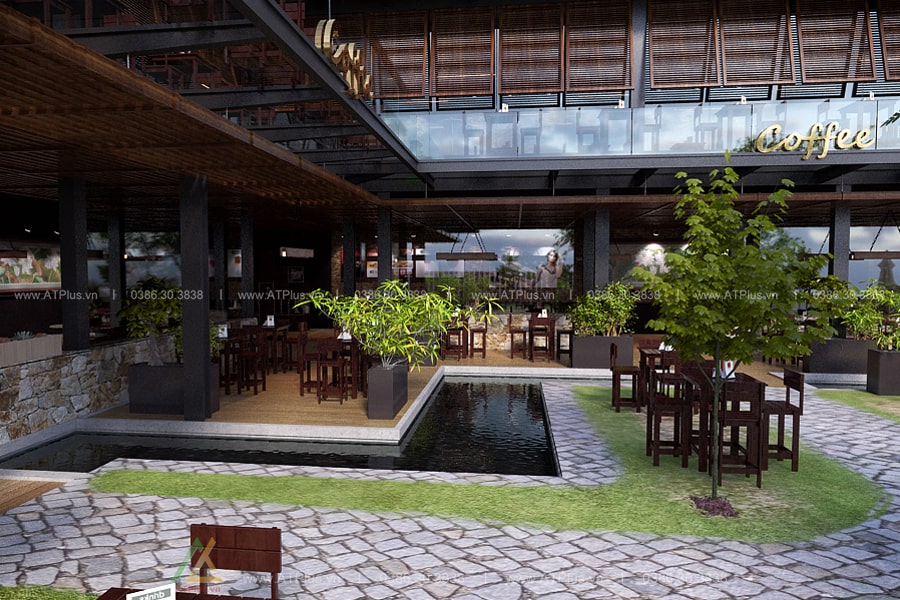 Thiết kế quán cafe khung thép tiền chế
