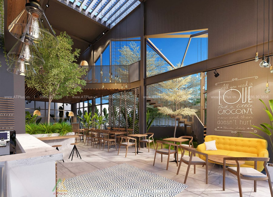 Thiết kế quán cafe khung thép tiền chế