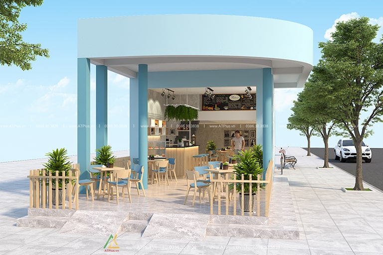 THIẾT KẾ QUÁN CAFE TRÀ SỮA TẠI LINH ĐÀM Thiết kế quán cafe trà sữa tại Linh Đàm